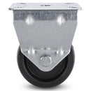 Pressed Steel Fixed Castors With Black Polypropylene Wheel - 50mm to 100mm