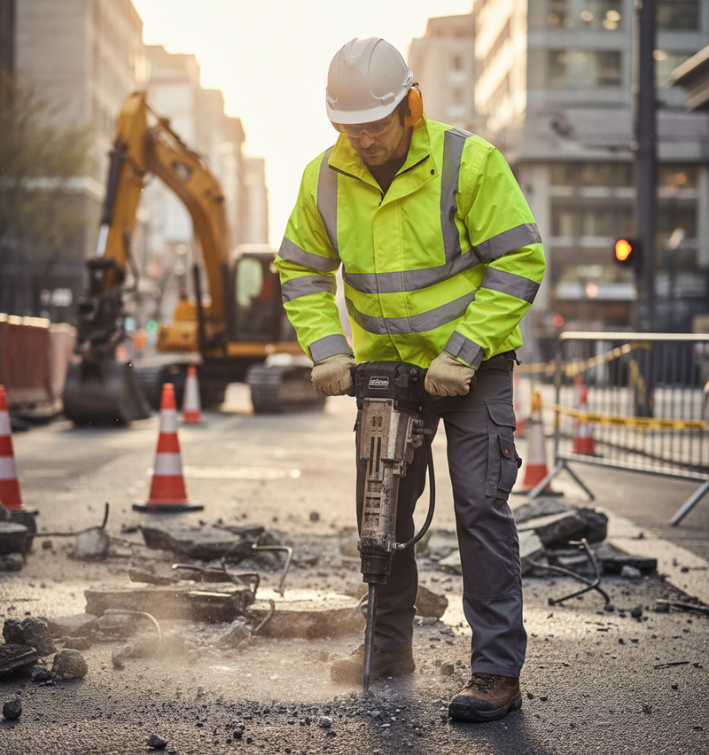 Rosy Brown High-Performance High Visibility Safety Jacket with Removable Sleeves