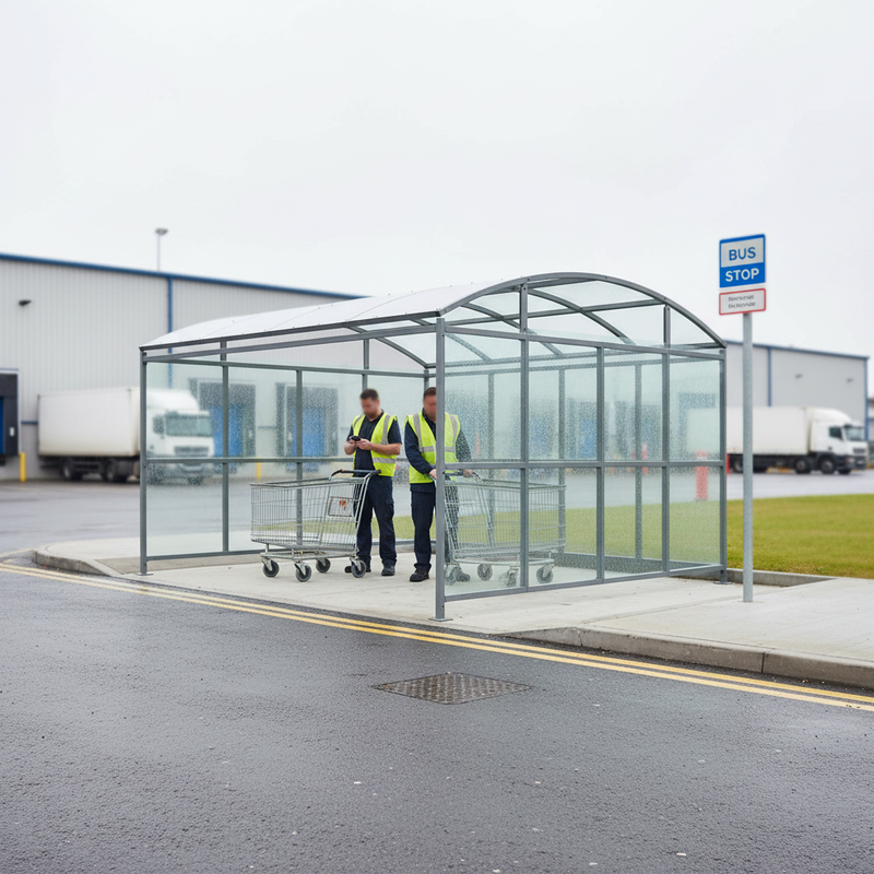 Light Gray Premium Waiting-Trolley Shelter with Clear PETG Cladding - 1m to 5m Extension