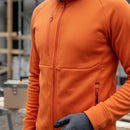 Full-Zip Power Stretch Work Hoodie with High Collar - Warm Orange