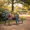 Dim Gray Premium Recycled Plastic Bench with Steel Frame and 5 Slats