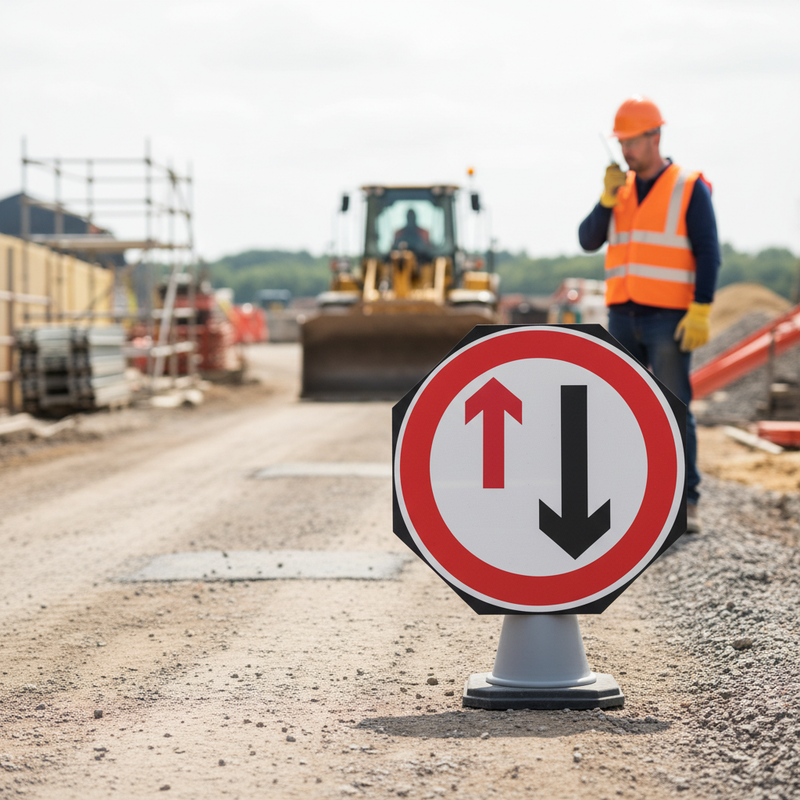 Light Gray Premium Give Way to Oncoming Traffic 750mm Circle Hangman Sign - Traffic Safety