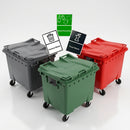 660–1100L wheeled recycling bin station, polyethylene (view 2)