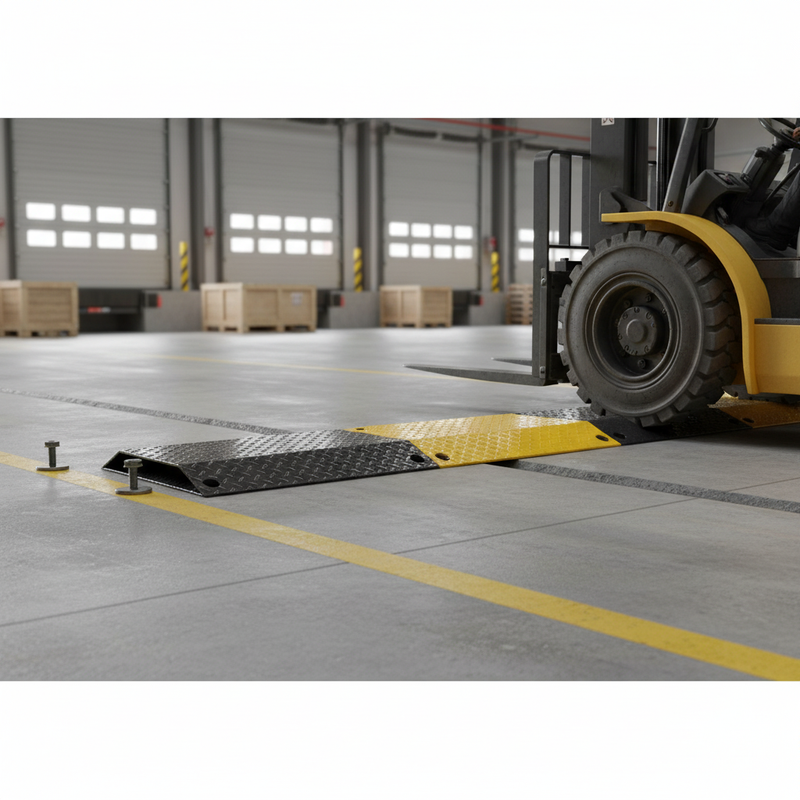 Light Slate Gray Premium Heavy Duty Steel Speed Ramp with Built-in Cable Channel