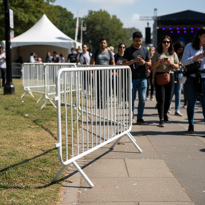 Dark Gray Premium 2.3m Metal Pedestrian Barrier for Crowd Control
