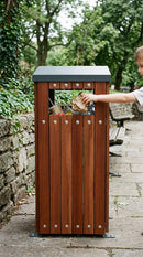 Square Hardwood Waste Bin 360 × 360 × 800mm 36L