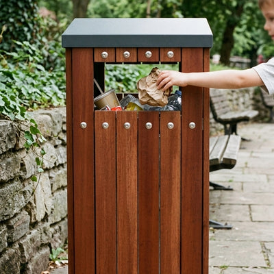 Square Hardwood Waste Bin 360 × 360 × 800mm 36L