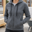 Women's Zip Front Hooded Sweatshirt - Steel Grey (view 2)