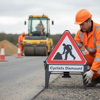 High-Performance Cyclists Dismount Supplementary Plate 750mm Q-Sign