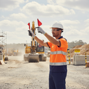 Light Gray Premium Hi-Vis Two-Tone Polo Shirt - Orange and Navy Blue