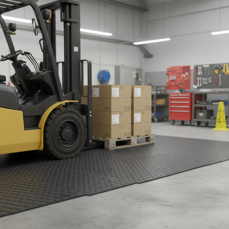 Dark Gray Premium Anti-Slip Rubber Matting with Raised Circular Studs - 4.5mm Thick