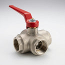 1½" BSP Female 3-Way T Port Ball Valve – 20 Bar Brass (view 2)