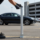 Dark Gray Premium Folding Parking Post with Integral Locks - Heavy Duty Design