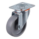 Pressed Steel Swivel Castors With Grey Cast Iron Wheel - 80mm & 100mm