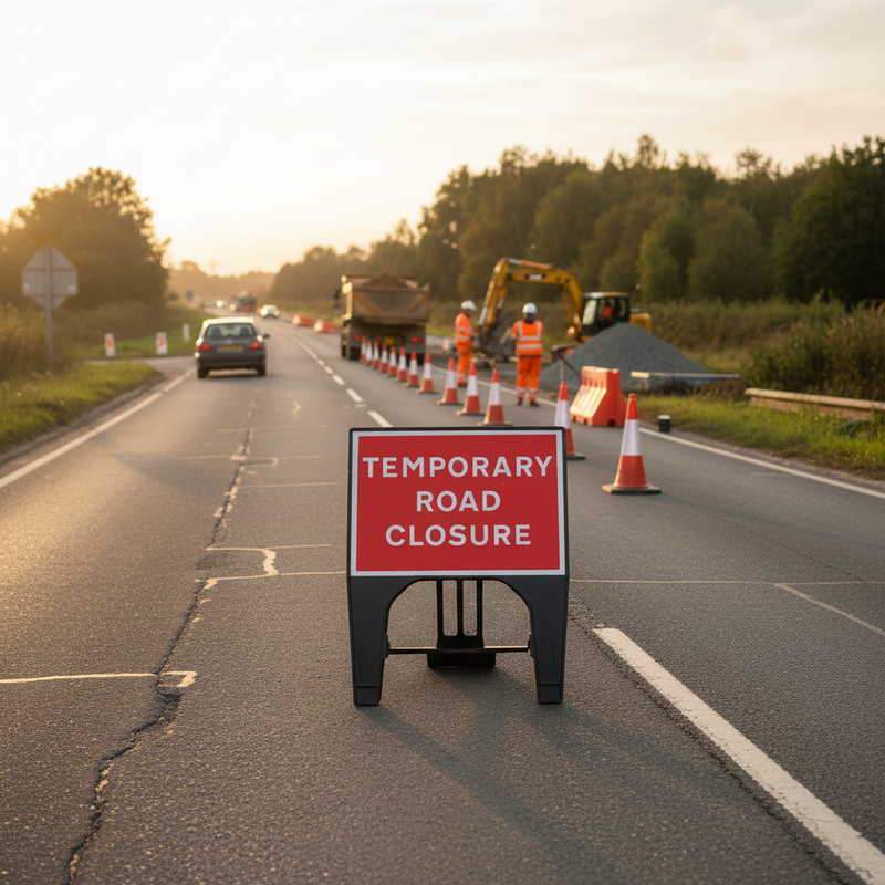 Dim Gray High-Performance Temporary Road Closure Sign 600 x 450mm