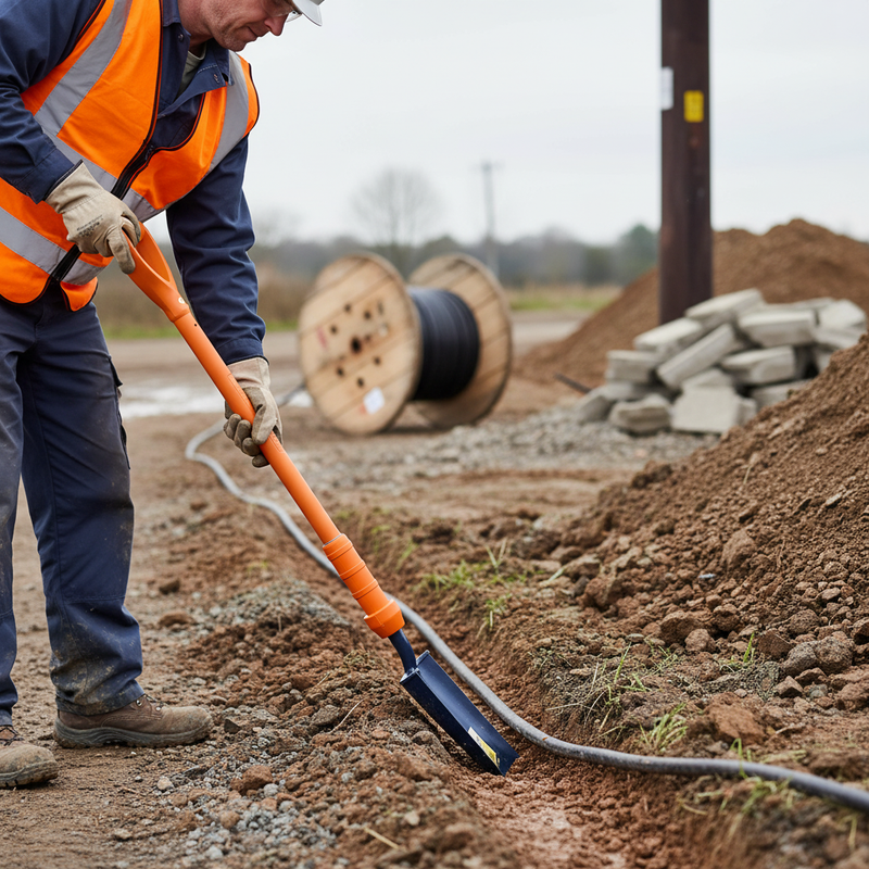 Dim Gray Premium Insulated Cable Laying Shovel with Ergonomic Handle
