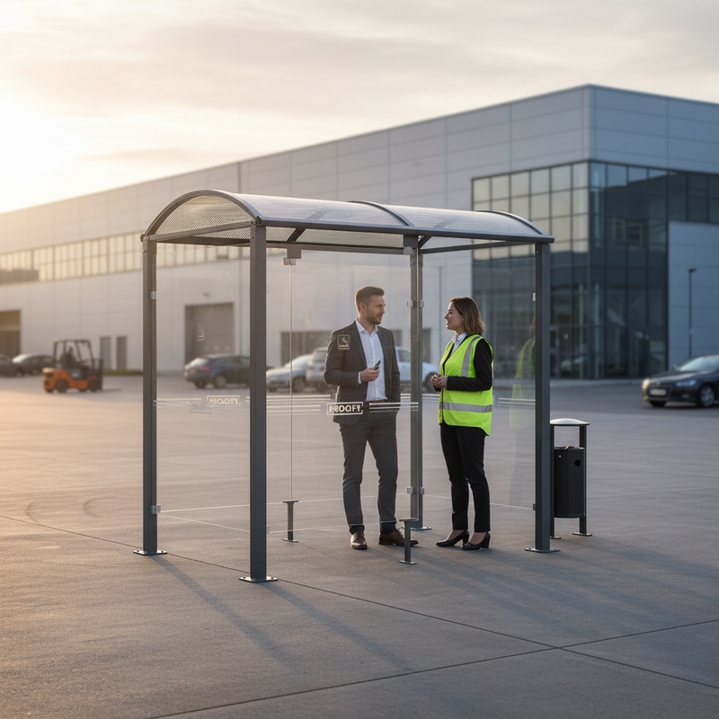 Light Slate Gray Premium Smoking and Vaping Shelter with Toughened Safety Glass