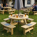 8-Seater Round Picnic Table Spruce Wood with Galvanised Fittings