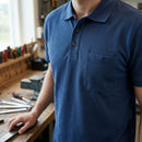 Deep Blue Polo Shirt with Chest Pocket - Cotton-Polyester