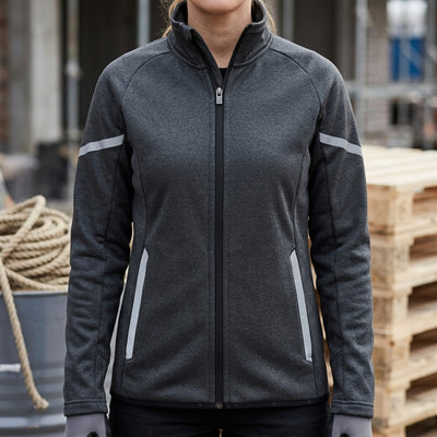 Women's Thermal Fleece Work Jacket with Reflective Trim - Black