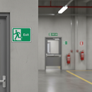 Light Slate Gray Premium Exit Running Man Left Fire Safety Sign - Universal Application