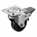 White Smoke Pressed Steel Braked Swivel Castors With Black Polypropylene Wheel - 50mm to 100mm