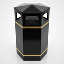 100 Litre hexagonal steel litter bin with five apertures (view 2)