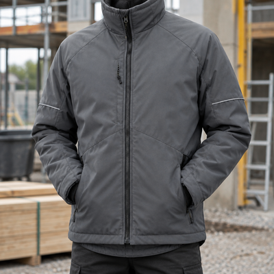 Insulated Winter Work Jacket with Reflective Trim - Steel Grey/Black