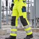 Hi-Vis Class 2 Stretch Work Trousers, Hi-Vis Yellow/Navy (view 2)