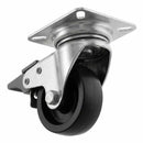 White Smoke Pressed Steel Braked Swivel Castors With Black Polypropylene Wheel - 50mm to 100mm