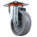 Pressed Steel Swivel Castors With Grey Cast Iron Wheel - 80mm & 100mm
