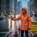 Dark Slate Gray High-Performance Fleece Lined Traffic Jacket with Concealed Hood - Orange