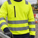 Hi-Vis Polyester Sweatshirt with Chest Pocket - Hi-Vis Yellow/Navy (view 2)