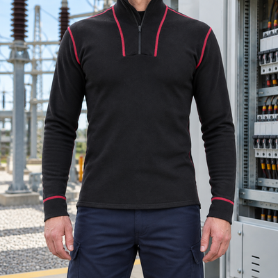 Black Wool Arc Flash & Flame Resistant Half Zip Shirt