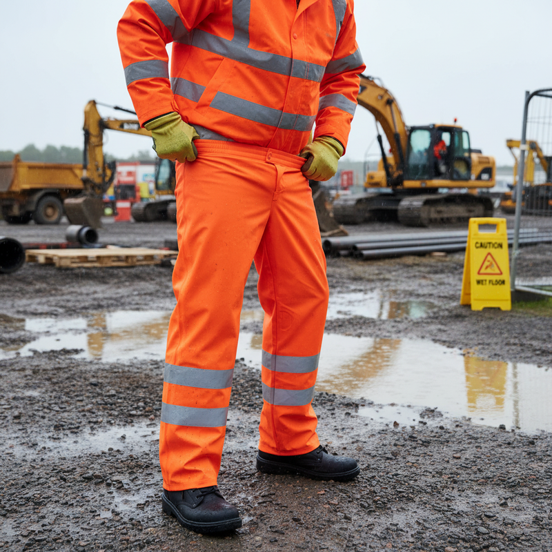 Dim Gray Premium Hi-Vis PU Overtrousers - Breathable, Waterproof, Reflective