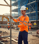 Dim Gray High-Visibility Long Sleeved Polo Shirt in Orange for Safety