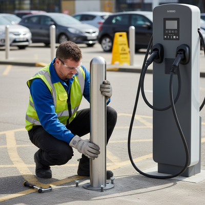 Premium EV Charging Point Protection Bollard - Heavy Duty Steel