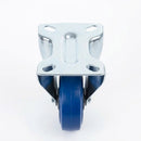 Pressed Steel Fixed Castors With Blue Rubber on Black Polypropylene Wheel - 100mm & 125mm