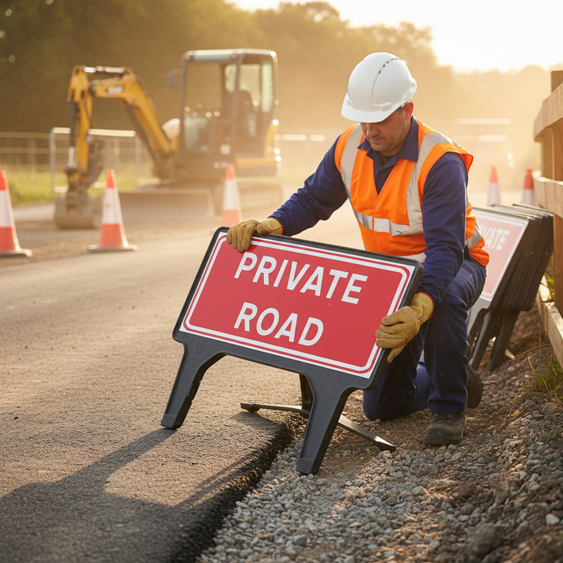 Rosy Brown Premium Private Road Sign 1050 x 450mm - Heavy Duty Design