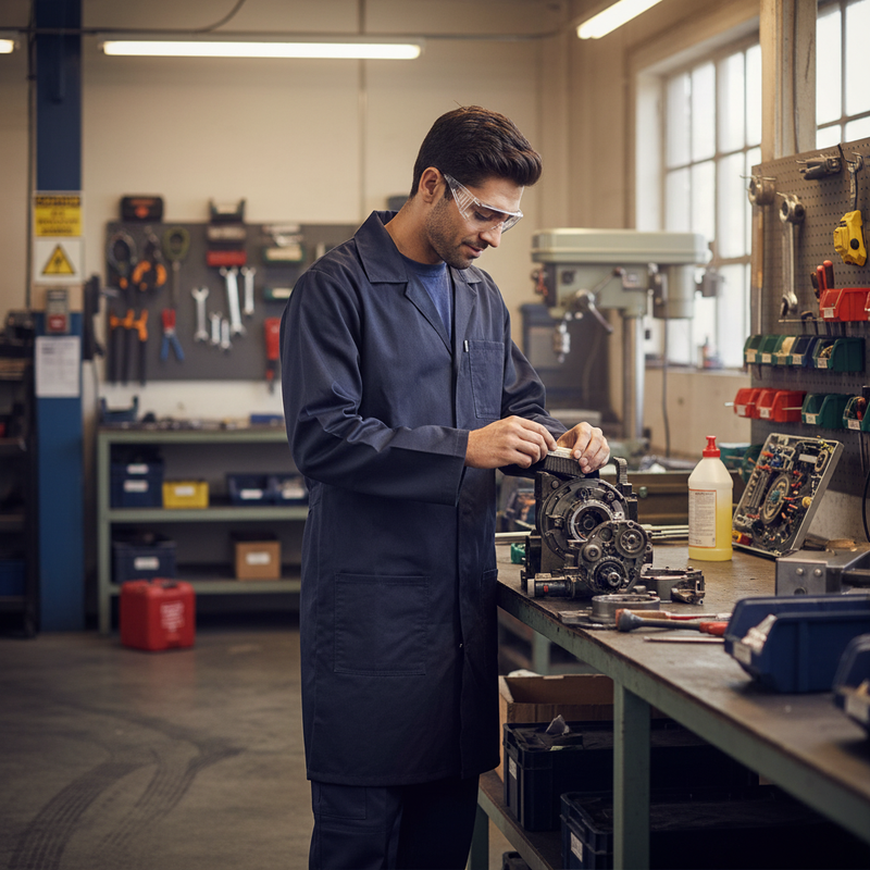 Dark Slate Gray Premium Poly Cotton Warehouse Coat with Multiple Pockets