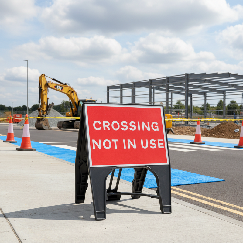Light Gray High-Performance Crossing Not In Use Sign 600 x 450mm
