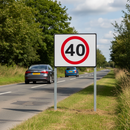 Dim Gray Premium 40mph Metal Sign Face - 750mm for Road Safety