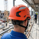 Orange Vented Work Helmet with Micro Peak and Wheel Adjustment