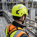 Neon Yellow Vented Work Helmet with Micro Peak and Wheel Adjustment