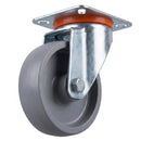 Pressed Steel Swivel Castors With Grey Cast Iron Wheel - 80mm & 100mm