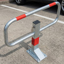 Drop down parking post 68mm galvanised with reflective bands