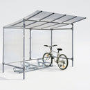 5-space aluminium cycle shelter with polycarbonate roof (view 2)