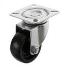 White Smoke Pressed Steel Swivel Castors With Black Polypropylene Wheel - 50mm to 100mm