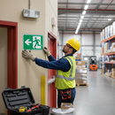 Dark Gray Premium Running Man Left Arrow Fire Safety Sign for Emergency Exits