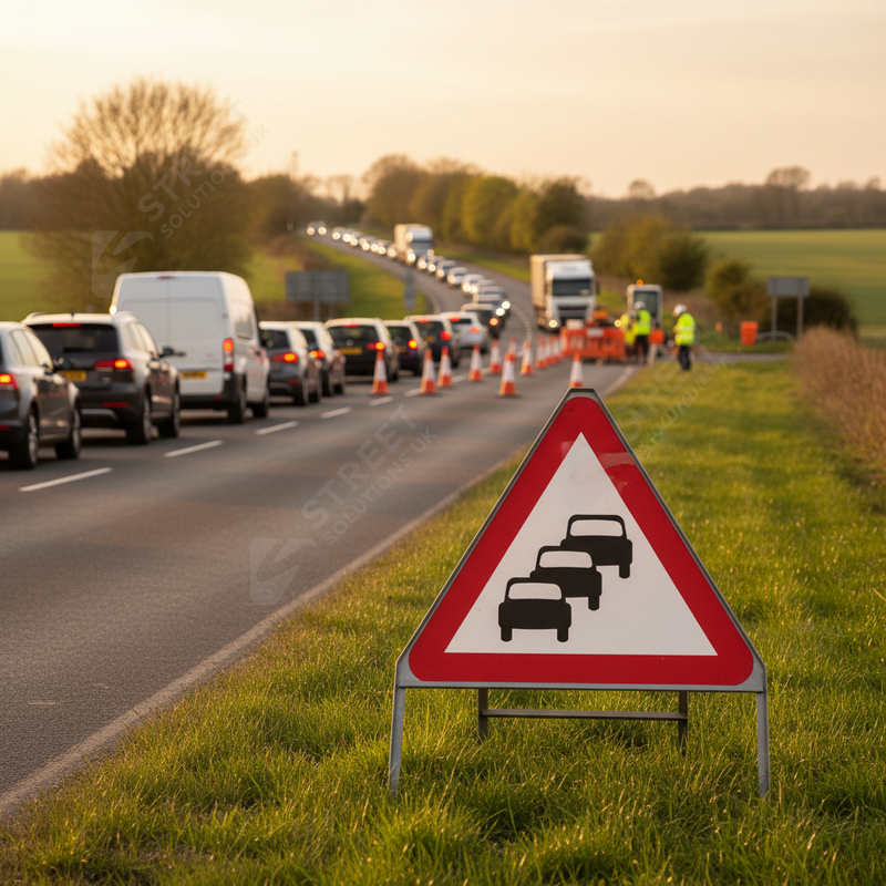 Dark Olive Green Premium Slippery Road Surface Triangle Metal Sign 750mm